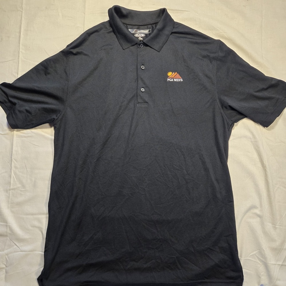 Greg Norman PGA WEST Embroidered Logo Play Dry Golf Polo, Black Men's Size Large